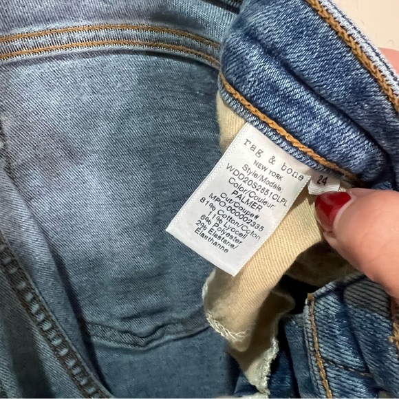 Rag & Bone Jeans Palmer Cate Mid Rise Ankle Women Blue Raw Fray Hem Normcore - Picture 8 of 15